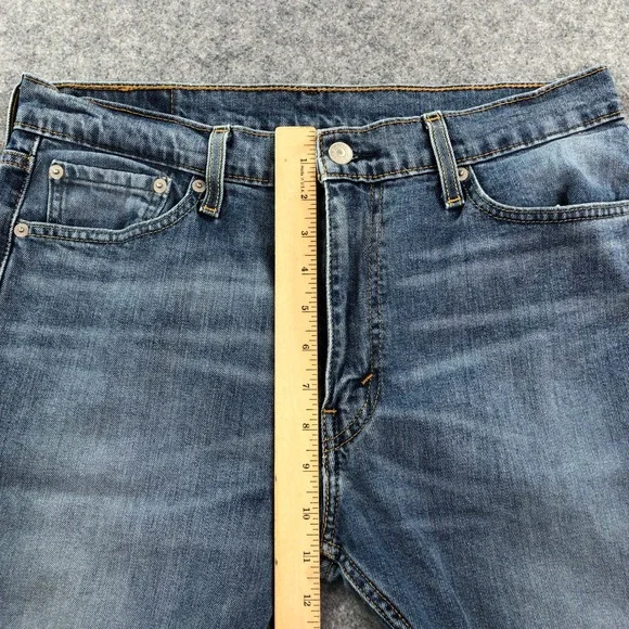 Levis 513 Mens 32x32 Blue Medium Wash Stretch Slim Straight Jeans - Picture 10 of 16